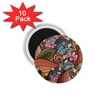 Multicolored Flower Decor Flowers Patterns Leaves Colorful 1.75  Magnets (10 pack) 