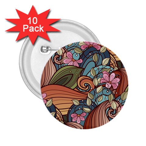 Multicolored Flower Decor Flowers Patterns Leaves Colorful 2.25  Buttons (10 pack)  from ArtsNow.com Front