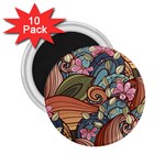 Multicolored Flower Decor Flowers Patterns Leaves Colorful 2.25  Magnets (10 pack) 