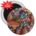 Multicolored Flower Decor Flowers Patterns Leaves Colorful 3  Magnets (10 pack) 