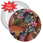 Multicolored Flower Decor Flowers Patterns Leaves Colorful 3  Buttons (100 pack) 