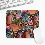 Multicolored Flower Decor Flowers Patterns Leaves Colorful Large Mousepad