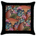 Multicolored Flower Decor Flowers Patterns Leaves Colorful Throw Pillow Case (Black)