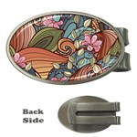 Multicolored Flower Decor Flowers Patterns Leaves Colorful Money Clips (Oval) 