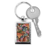 Multicolored Flower Decor Flowers Patterns Leaves Colorful Key Chain (Rectangle)