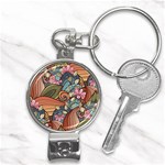 Multicolored Flower Decor Flowers Patterns Leaves Colorful Nail Clippers Key Chain