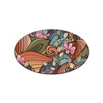 Multicolored Flower Decor Flowers Patterns Leaves Colorful Sticker (Oval)