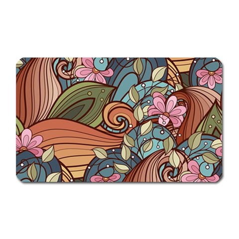 Multicolored Flower Decor Flowers Patterns Leaves Colorful Magnet (Rectangular) from ArtsNow.com Front