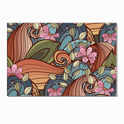 Multicolored Flower Decor Flowers Patterns Leaves Colorful Postcard 4 x 6  (Pkg of 10) from ArtsNow.com Front