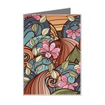 Multicolored Flower Decor Flowers Patterns Leaves Colorful Mini Greeting Card