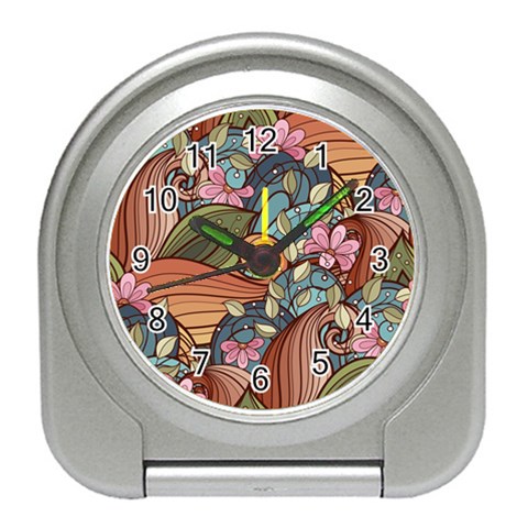 Multicolored Flower Decor Flowers Patterns Leaves Colorful Travel Alarm Clock from ArtsNow.com Front