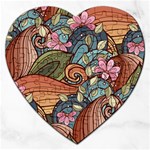 Multicolored Flower Decor Flowers Patterns Leaves Colorful Jigsaw Puzzle (Heart)