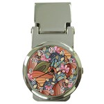 Multicolored Flower Decor Flowers Patterns Leaves Colorful Money Clip Watches