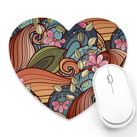 Multicolored Flower Decor Flowers Patterns Leaves Colorful Heart Mousepad from ArtsNow.com Front