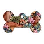 Multicolored Flower Decor Flowers Patterns Leaves Colorful Dog Tag Bone (Two Sides)