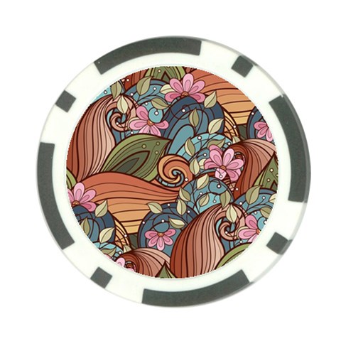 Multicolored Flower Decor Flowers Patterns Leaves Colorful Poker Chip Card Guard from ArtsNow.com Front