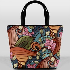 Multicolored Flower Decor Flowers Patterns Leaves Colorful Bucket Bag from ArtsNow.com Front