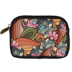 Multicolored Flower Decor Flowers Patterns Leaves Colorful Digital Camera Leather Case from ArtsNow.com Front