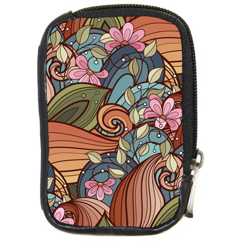 Multicolored Flower Decor Flowers Patterns Leaves Colorful Compact Camera Leather Case from ArtsNow.com Front