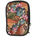 Multicolored Flower Decor Flowers Patterns Leaves Colorful Compact Camera Leather Case