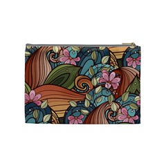 Multicolored Flower Decor Flowers Patterns Leaves Colorful Cosmetic Bag (Medium) from ArtsNow.com Back