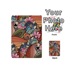 Multicolored Flower Decor Flowers Patterns Leaves Colorful Playing Cards 54 Designs (Mini) from ArtsNow.com Front - Spade5