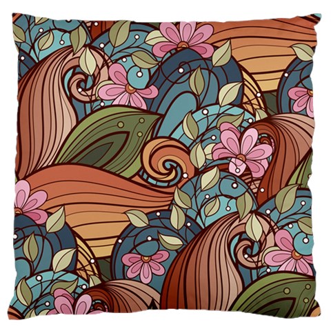 Multicolored Flower Decor Flowers Patterns Leaves Colorful Large Cushion Case (One Side) from ArtsNow.com Front