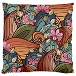 Multicolored Flower Decor Flowers Patterns Leaves Colorful Large Cushion Case (Two Sides)