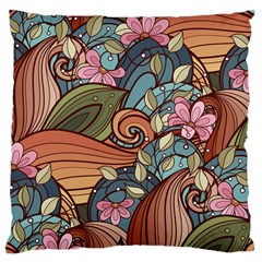 Multicolored Flower Decor Flowers Patterns Leaves Colorful Large Cushion Case (Two Sides) from ArtsNow.com Back