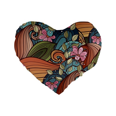 Multicolored Flower Decor Flowers Patterns Leaves Colorful Standard 16  Premium Heart Shape Cushions from ArtsNow.com Front