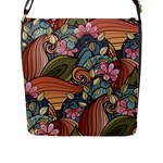 Multicolored Flower Decor Flowers Patterns Leaves Colorful Flap Closure Messenger Bag (L)