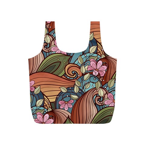 Multicolored Flower Decor Flowers Patterns Leaves Colorful Full Print Recycle Bag (S) from ArtsNow.com Front