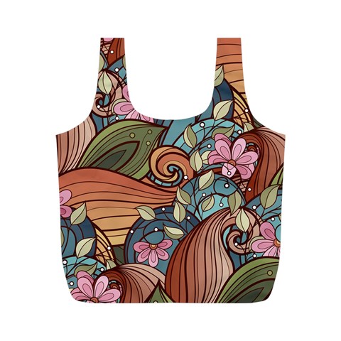 Multicolored Flower Decor Flowers Patterns Leaves Colorful Full Print Recycle Bag (M) from ArtsNow.com Front