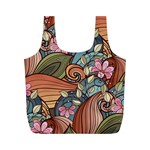 Multicolored Flower Decor Flowers Patterns Leaves Colorful Full Print Recycle Bag (M)