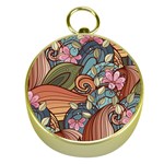 Multicolored Flower Decor Flowers Patterns Leaves Colorful Gold Compasses