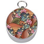 Multicolored Flower Decor Flowers Patterns Leaves Colorful Silver Compasses