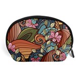 Multicolored Flower Decor Flowers Patterns Leaves Colorful Accessory Pouch (Large)