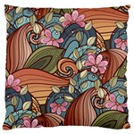 Multicolored Flower Decor Flowers Patterns Leaves Colorful Standard Premium Plush Fleece Cushion Case (One Side)