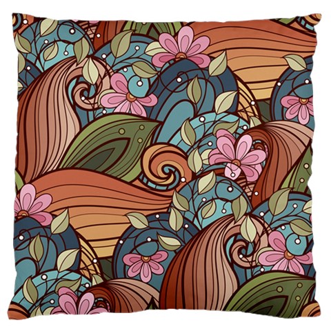 Multicolored Flower Decor Flowers Patterns Leaves Colorful Large Premium Plush Fleece Cushion Case (One Side) from ArtsNow.com Front