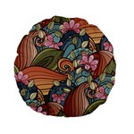 Multicolored Flower Decor Flowers Patterns Leaves Colorful Standard 15  Premium Flano Round Cushions