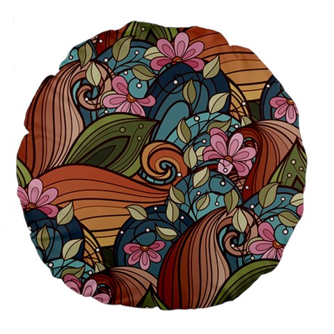 Multicolored Flower Decor Flowers Patterns Leaves Colorful Large 18  Premium Flano Round Cushions from ArtsNow.com Front
