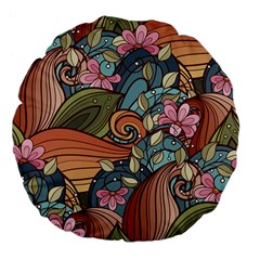 Multicolored Flower Decor Flowers Patterns Leaves Colorful Large 18  Premium Flano Round Cushions from ArtsNow.com Front