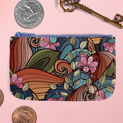 Multicolored Flower Decor Flowers Patterns Leaves Colorful Large Coin Purse from ArtsNow.com Front