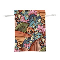 Multicolored Flower Decor Flowers Patterns Leaves Colorful Lightweight Drawstring Pouch (S) from ArtsNow.com Back