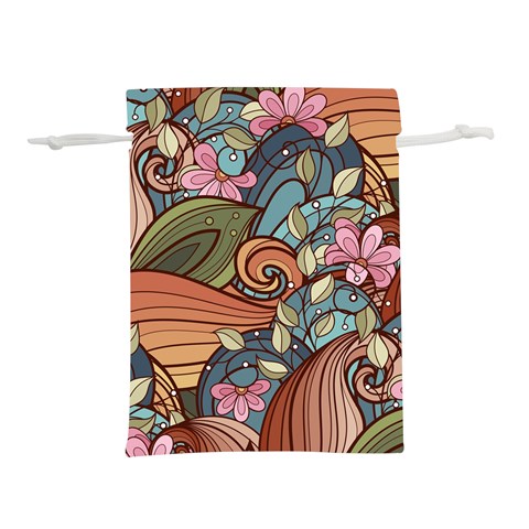 Multicolored Flower Decor Flowers Patterns Leaves Colorful Lightweight Drawstring Pouch (M) from ArtsNow.com Front