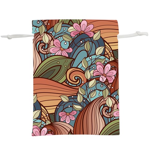Multicolored Flower Decor Flowers Patterns Leaves Colorful Lightweight Drawstring Pouch (XL) from ArtsNow.com Front