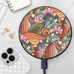 Multicolored Flower Decor Flowers Patterns Leaves Colorful Wireless Fast Charger(Black)