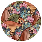 Multicolored Flower Decor Flowers Patterns Leaves Colorful Round Trivet