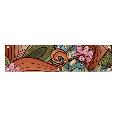 Multicolored Flower Decor Flowers Patterns Leaves Colorful Banner and Sign 4  x 1  from ArtsNow.com Front
