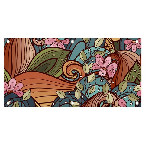 Multicolored Flower Decor Flowers Patterns Leaves Colorful Banner and Sign 4  x 2  from ArtsNow.com Front